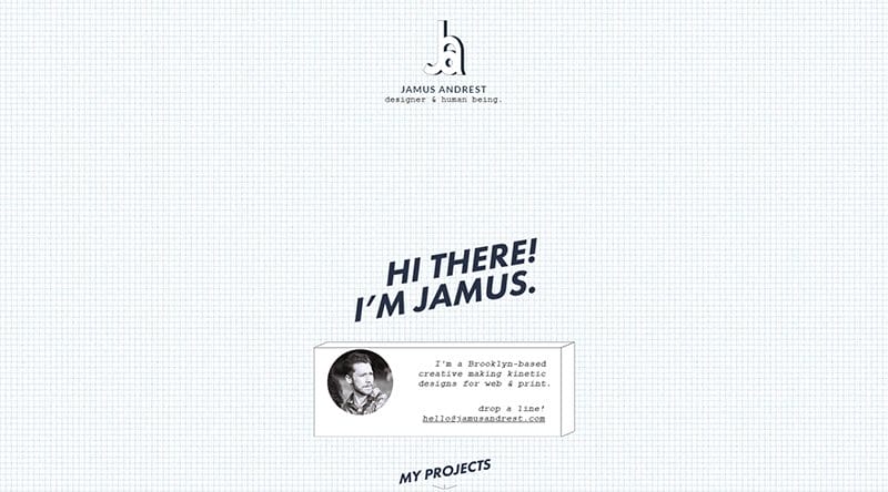 16. Jamus Andrest - Retro Website Design Example