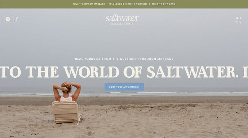 17. Saltwater Massage Studio - Best Professional Services Website Example