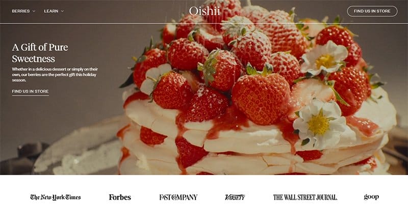 19. Oishii - Simple & Minimal Website Example