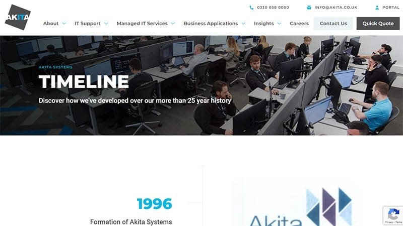 2. Akita - Best Timeline Website Example