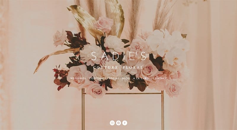 20. Sadie’s Couture Floral - Simple & Minimal Website Example