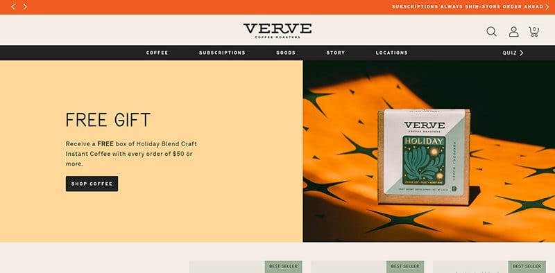 21. Verve Coffee Roasters - Best Website Design Idea Example