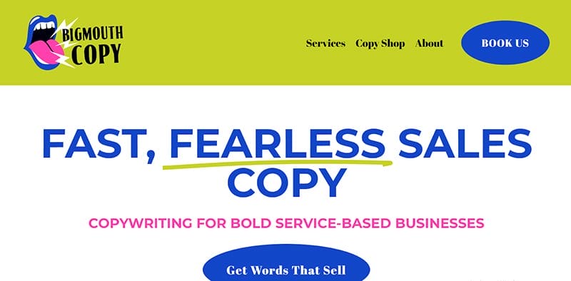 23. Bigmouth Copy - Best Colors For Website Example