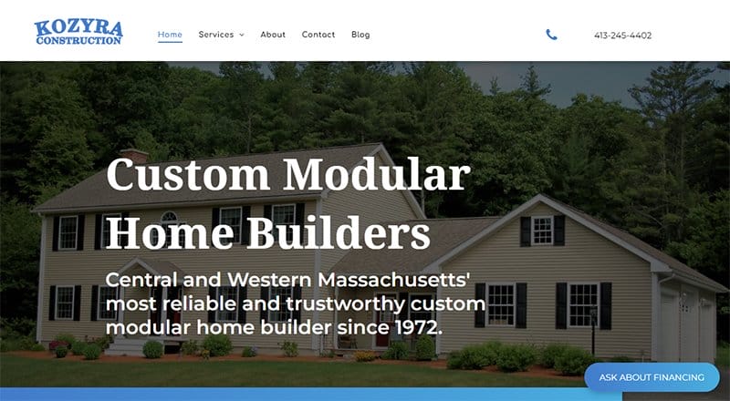 28. Kozyra Construction - Best Professional Services Website Example