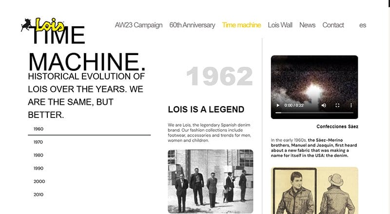 3. Lois Jeans - Best Timeline Website Example