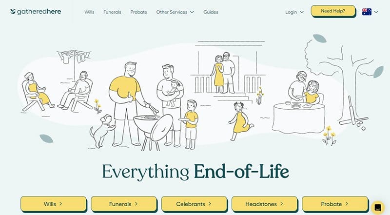 4. Gathered Here - Best Online Memorial Website Example