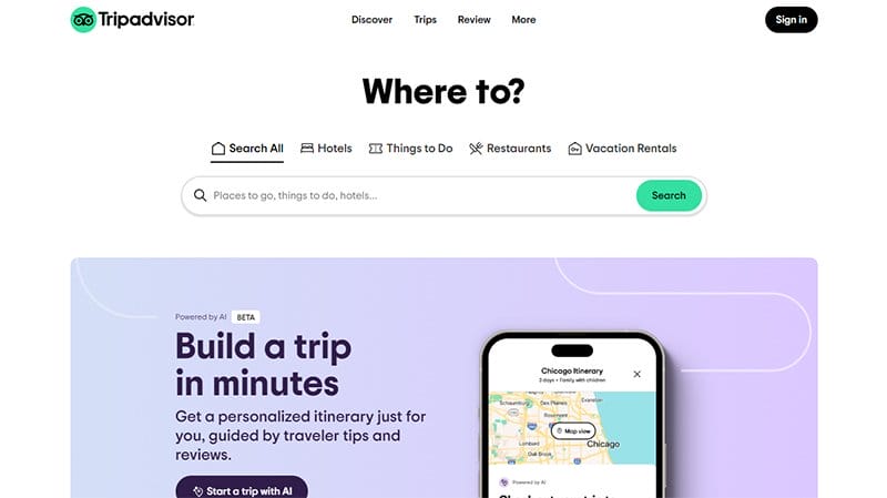 4. Tripadvisor - Best Forum Website Design Example