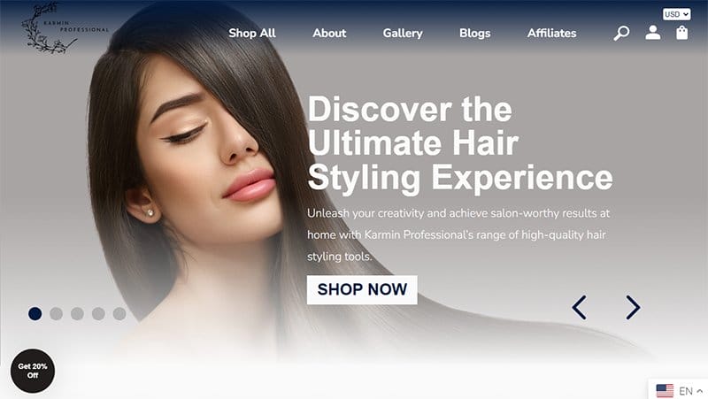 5. Karmin Hair Tools - Powerful WooCommerce Store Example