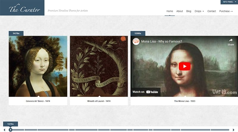 5. The Curator - Best Timeline Website Example