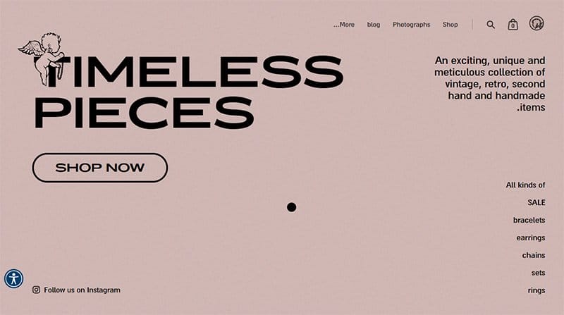 5. Timeless Pieces - Retro Website Design Example
