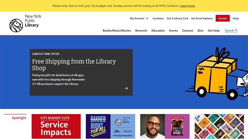 6. New York Public Library - Best Library Website Design Inspiration Example