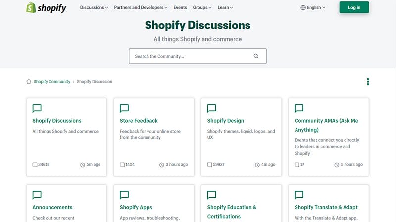 6. Shopify Discussions - Best Forum Website Design Example