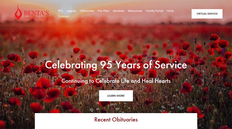 7. Benta’s Funeral Home - Best Online Memorial Website Example