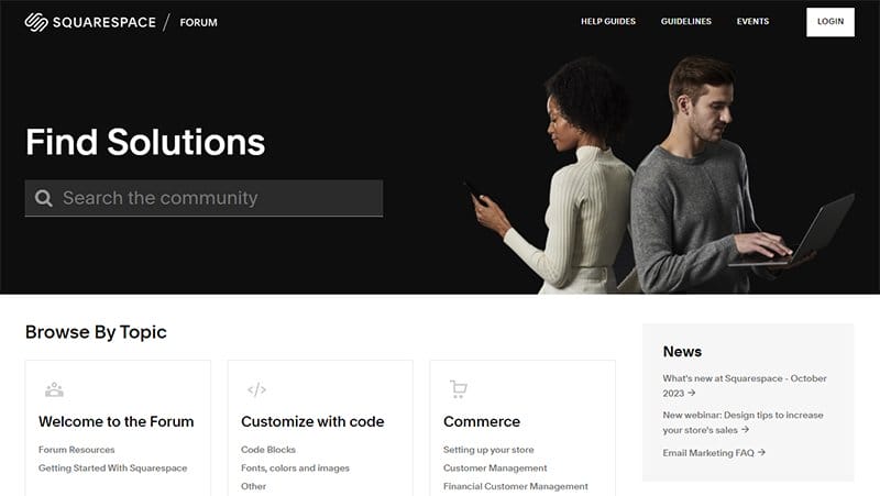 7. Squarespace Forum - Best Forum Website Design Example