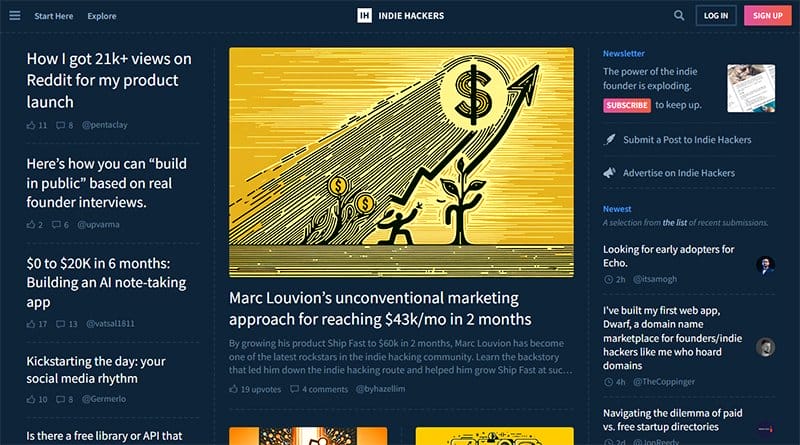 9. Indie Hackers - Best Forum Website Design Example