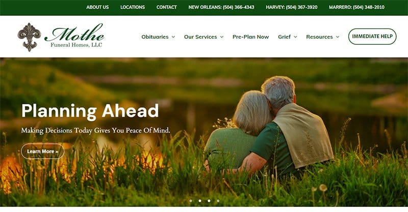 9. Mothe Funeral Homes - Best Online Memorial Website Example
