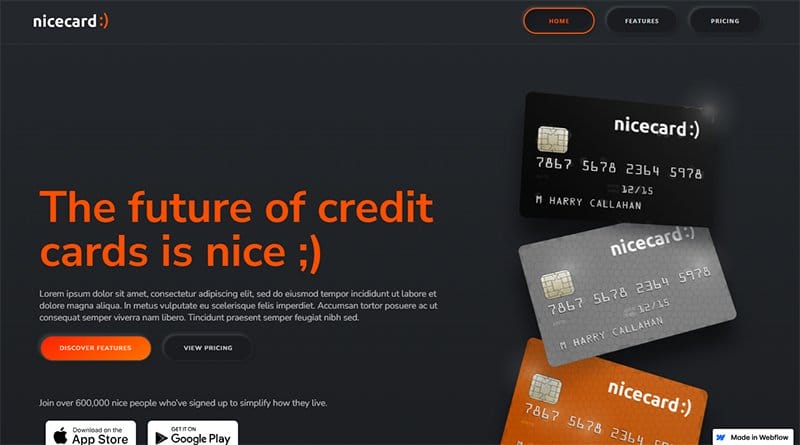 1. Nicecard - Best Neumorphism Websites Examples