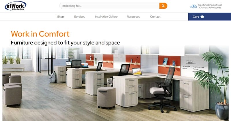 11. atWork Office Furniture - Best Multi-Page Website Examples