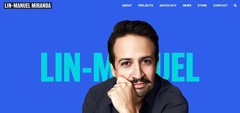 2. Lin-Manuel Miranda - Best Practice Website Example