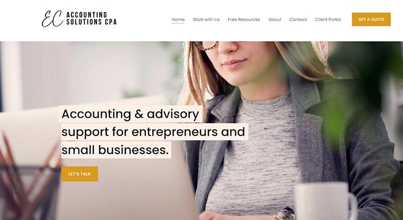 5. EC Accounting - Examples of Fixed Position Navigation in Web Design