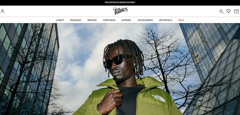 8. Sneaker Politics - Best Practice Website Example