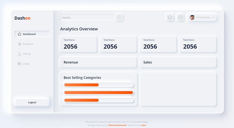 9. Dashon - Best Neumorphism Websites Examples