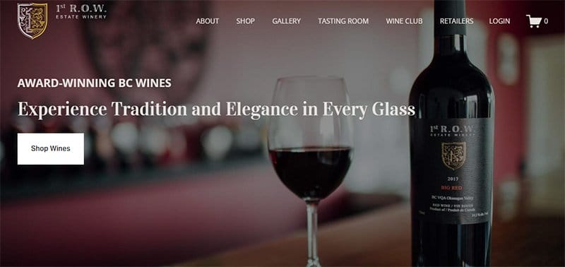 1. 1st R.O.W. Estate Winery - Innovative Web Design Examples
