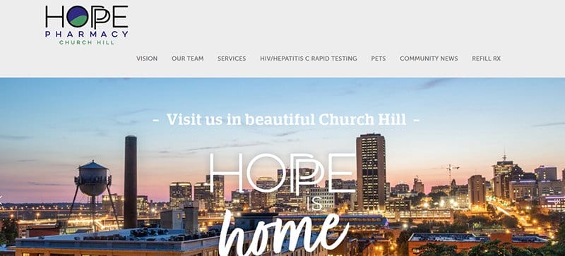 1. HOPE Pharmacy - Best Pharmacy Website Design Examples