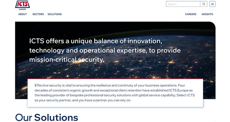 1. ICTS Europe - Best Security Website Design Examples