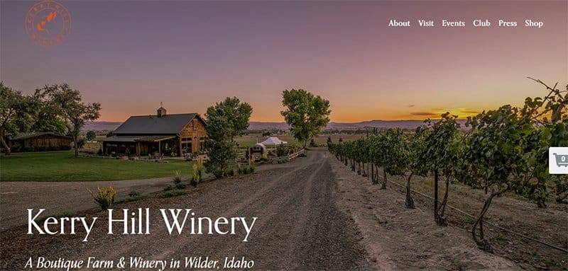 1. Kerry Hill Winery - Great Examples of Vineyard and Winery Website Example