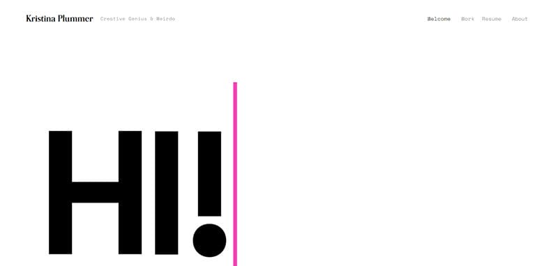 1. Kristina Plummer - Best Clean Website Design Examples