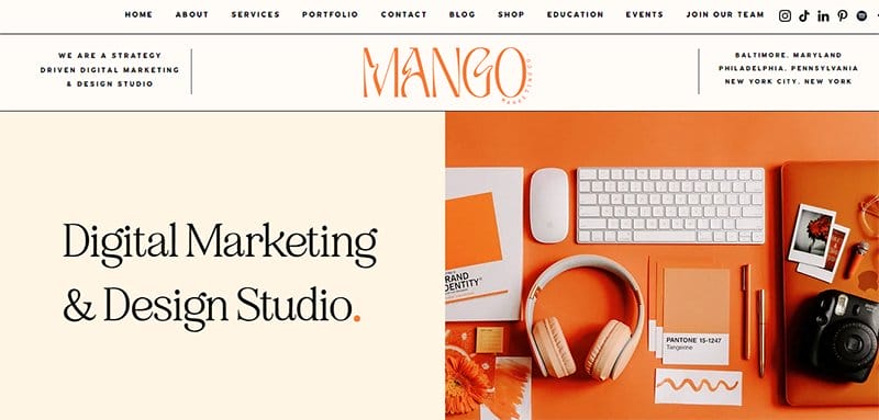 1. Mango Marketing Co. - Best Sleek Website Design Examples