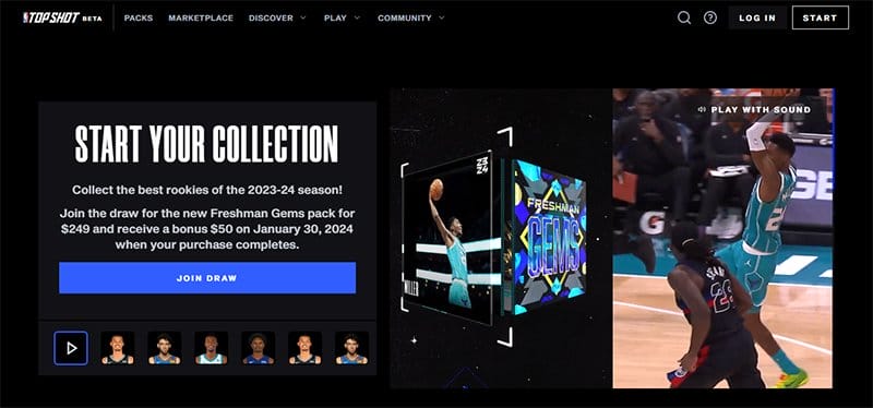 1. NBA Top Shot - NFT Website Design Examples
