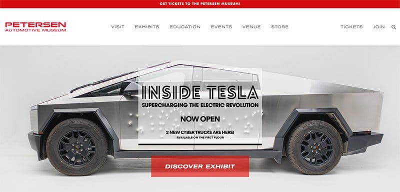 1. Petersen Automotive Museum - Best Museum Websites for Design Inspiration Example