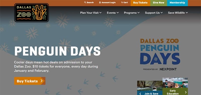 10. Dallas Zoo - Best Zoo Website Design Examples