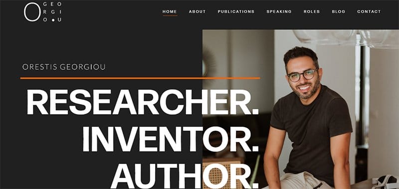 10. Dr. Orestis Georgiou - Great Personal Academic Website Examples