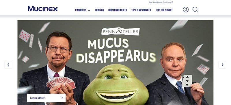 10. Mucinex - Best Pharmacy Website Design Examples
