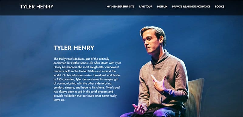 10. Tyler Henry - Best Spirituality Website Examples
