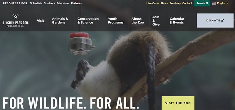 11. Lincoln Park Zoo - Best Zoo Website Design Examples