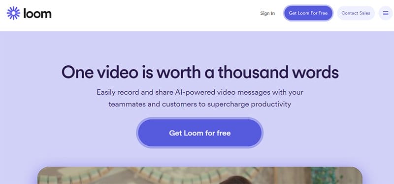 11. Loom - Best Blue Websites Example
