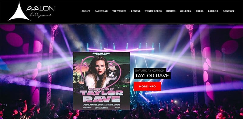 14. AVALON Hollywood - Great Club Website Examples For Design Inspiration