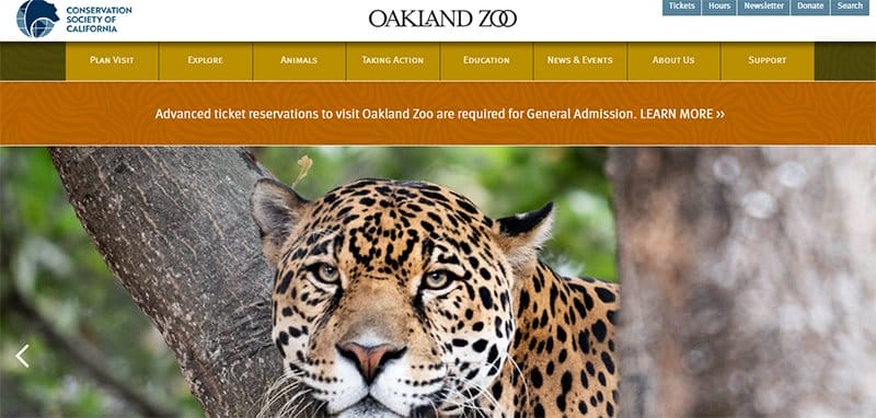 14. Oakland Zoo - Best Zoo Website Design Examples