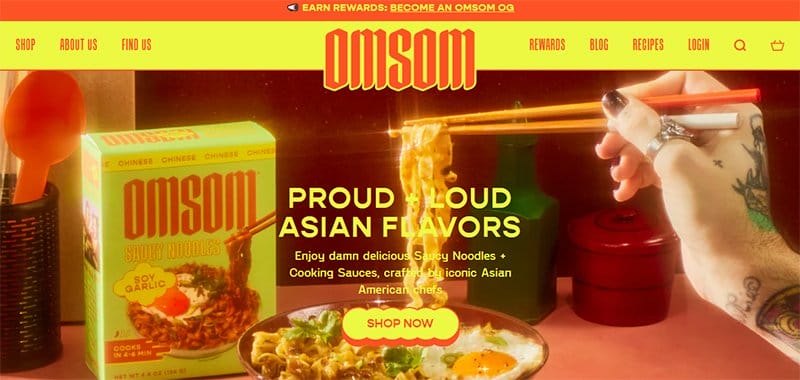 14. Omsom - Stunning Yellow Websites With Color Schemes Example