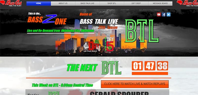 14. The Bass Zone - Best Fishing Websites Design Examples