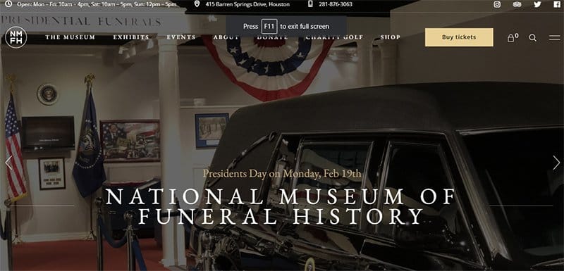 14. The National Museum of Funeral History - Best Museum Websites for Design Inspiration Example