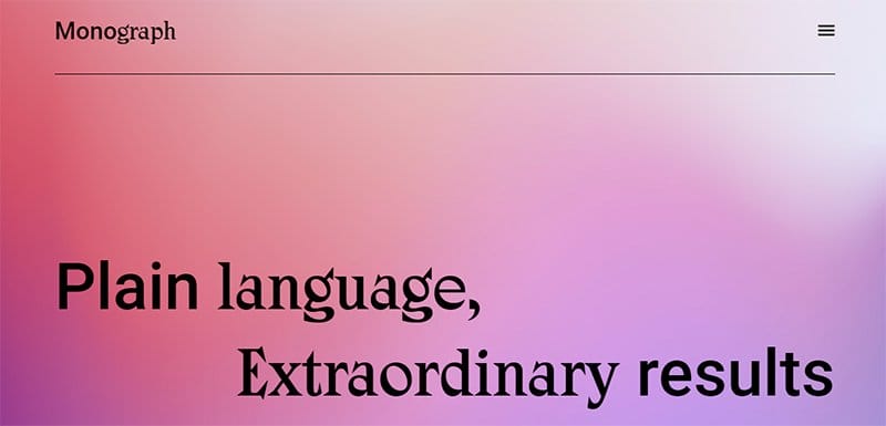 15. Monograph - Beautiful Examples of Gradient Websites Example