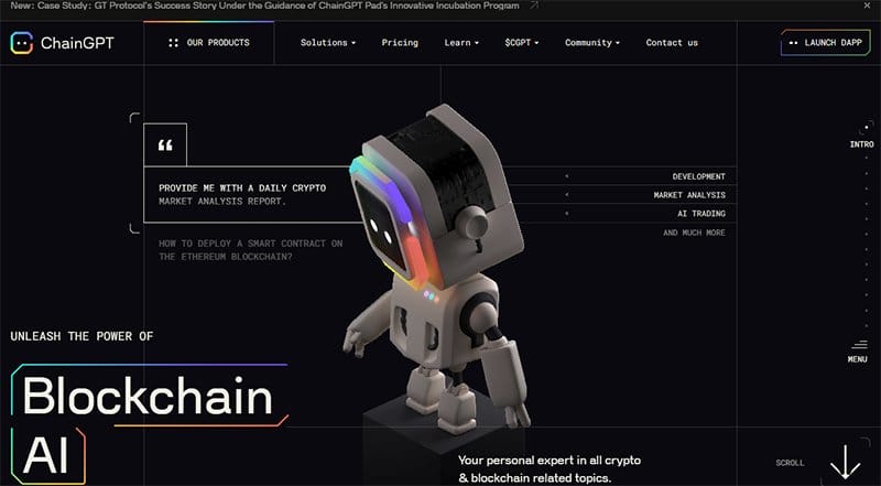 16. ChainGPT - Best Web3 Websites & Design Examples