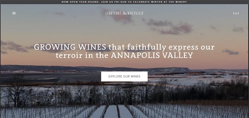 16. Lightfoot & Wolfville Vineyards - Great Examples of Vineyard and Winery Website Example