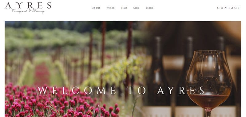 17. Ayres Vineyard - Great Examples of Vineyard and Winery Website Example