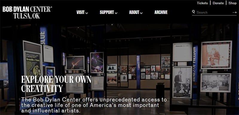 18. Bob Dylan Center - Best Museum Websites for Design Inspiration Example